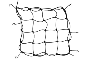 Pitlane Performance® Rete per bagagli, 25 x 25 cm, con 6 ganci in metallo, presa sicura per casco e bagagli, rete di trasporto multifunzionale, rete per bagagliaio, moto, bicicletta o auto