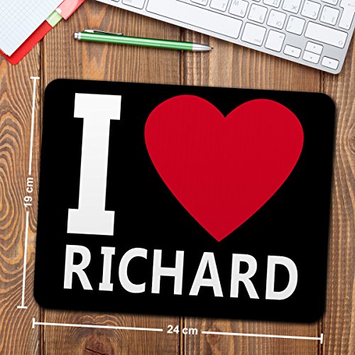 Mousepad mit Namen Richard personalisiert – Motiv I Love – Namensmousepad, personalisiertes Mauspad, Gaming-Pad, Maus-Unterlage, Mausmatte - 2