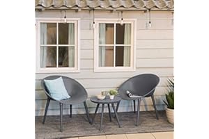 Dawsons Living Moon Bistro Set - Outdoor Plastic Garden Patio and Decking Set - 2 Chairs and Table (Dark Grey)