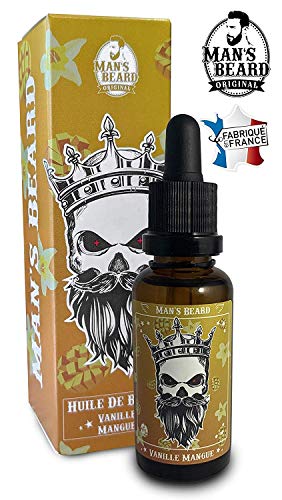 Man's Beard - Huile de barbe parfumée 30ml - Senteur Vanille Mangue - Pour l'Entretien et le Soin de Barbe - Fabrication Française