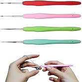 JEYORZY 4 Pcs Crochet Needles Kit, Crochet Needle, Crochet Needles 0.5, 0.75, 1, 1.25mm Colorful Crochet Hooks with Ergonomic