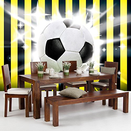 Vlies Fototapete PREMIUM PLUS Wand Foto Tapete Wand Bild Vliestapete – Fußball Ball Sterne Soccer Schwarz Gelb – no. 1035, Größe: 254 x 184 cm Vlies - 9