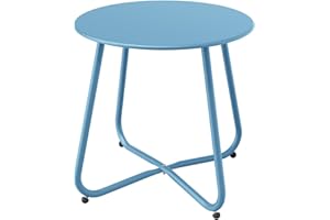 Grand patio Side Table, Round Metal End Table,Lightweight, Weather Resistant, Beside Table for Living Room, Hallway, Bedroom, Garden, Terrace, Balcony (Blue)