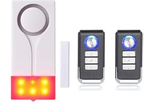 Mengshen Wireless Anti-Theft Burglar Alarm - 108dB Loud Sound & Bright Light, Black, Door Mount, 300m Indoor/1000ft Outdoor Range, 2 AAA Batteries, Model M701, Remote Controlled