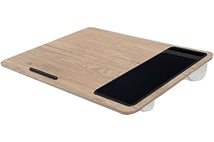 Acomoda Textil – Mesa de Cama para Ordenador Portátil con Acolchado 57,5x30,5x4 cm. Soporte Laptop de Madera con Espacio para Ratón y Móvil Cómoda, Transportable y Estable (Natural)