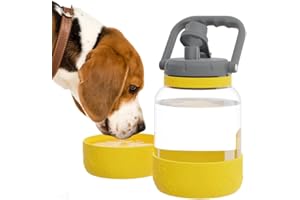 Asobu - The Barkley Dog Bowl - Tritan Water Bottle | Leak-proof 1 Litre with Yellow Dog Bowl | Ideal for Hiking, Sports, Fitness and Walking