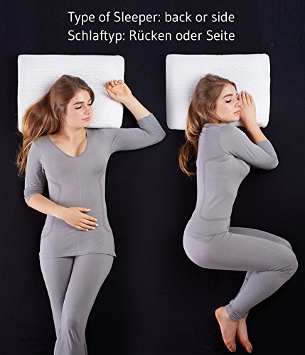 Nackenstützkissen MATAR | orthopädisches & ergonomisches Nackenstützkissen | Viscoelastischer Schaum | Thermo Kopfkissen | Perfektes Seitenschläfer & Rückenschläfer-Kissen / 55 x 40 x 11/9 cm - 4
