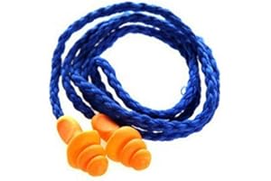 U-K Bouchons d'oreille réutilisables anti-bruit avec un cordon pour protection d'oreille, parfaits pour les batteurs de discothèque, les musiciens, 1 pièce, jaune, bleu