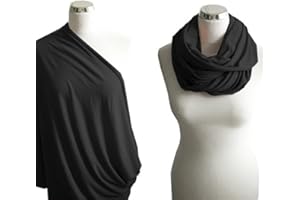 CVERY Nursing Scarf & Breastfeeding Cover - Stylish Multi-Use Infinity Shawl - Stretchy Covers for Baby Carrier, Car Seat, Stroller, Canopy, and Shopping Cart (90 * 80cm,Black)