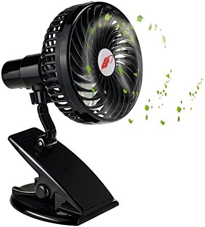 HaetFire Rechargeable Battery Clip on Fan, 360 Degree Rotation Portable 3 Speeds Mini USB Desk Table Fan Handheld Outdoor Fans Personal Cooling Fans for Baby Stroller Home Office Camping (Black)