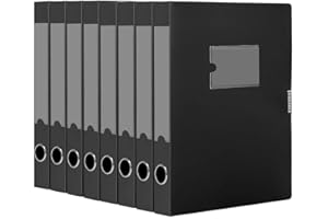 DONGLI A4 Archivbox(Schwarz,8 Stück) Archiv-Schachtel mit 4 cm Breit Rücken,A4 Sammelboxe Büroordner mit Rückenschild für Office