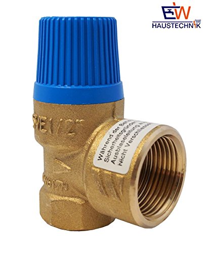 Membran Sicherheitsventil für geschlossene Wasserwärmer nach DIN 4753, 4 bar, bis 75 kW, E 1/2" - A 3/4"