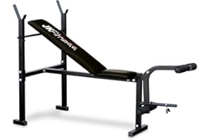 JK Fitness JK6055, Panca Regolabile con Porta bilanciere Eco Unisex Adulto, Nero, Unica