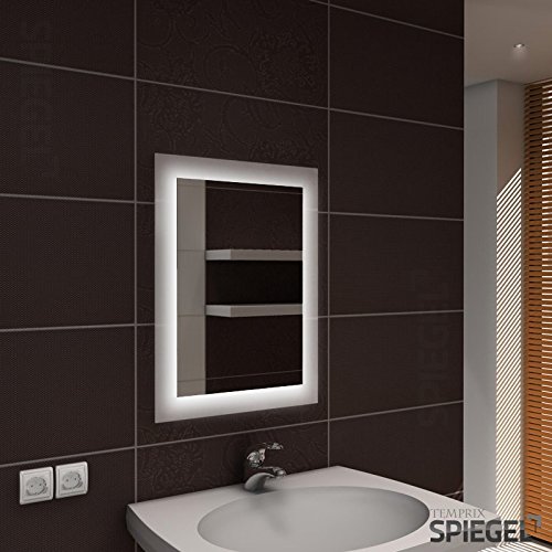 Badezimmerspiegel Wandspiegel LED beleuchtet „Vittorio“ 50 x 66 cm - 2