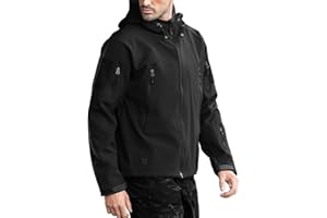 FREE SOLDIER para Hombre Militar Softshell Chaquetas Impermeable de Forro con Polar Exteriores Capucha Caza Multibolsillos
