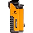 PIPITA Cigar Torch Lighter with Punch, Windproof Butane Gas 4 Torch Jet Blue Flame Metal Cigar Lighter Refillable Cigarette Lighter for Home Kitchen Outdoor Camping Hiking BBQ