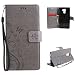 Produktbild Leathlux Für Huawei Honor 7 Hülle Grau , Vintage Blume Muster Premium PU Leder Schutzhülle Bookstyle Tasche Schale TPU Case mit Trageschlaufe Standfunktion für Huawei Honor 7