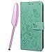 Produktbild Samsung Galaxy J4 Plus Flip Case, Bling Sparkle Plastik Bumper Hülle Mit Strass Butterfly Rheinstone Closure Halter Karteneinschub Geldbörse Lederhülle Für Samsung Galaxy J4 Prime, Minzgrün