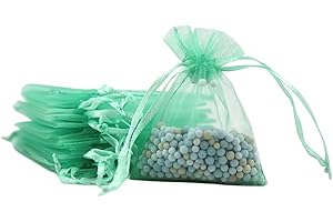 FAVORTALK Organza Bags Small Wedding Favor Bags Party Gift Bags Small Silk Bag Jewelry Pack of 30, 2.7" x 3.5"(Mint Green)