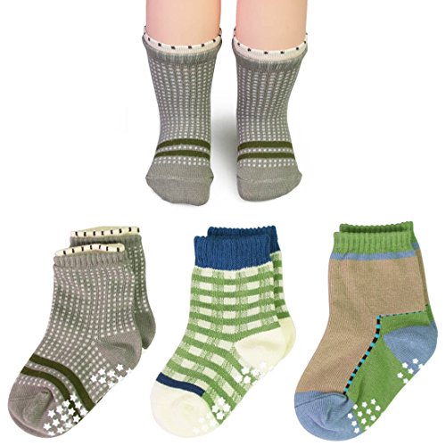 KF Baby Toddler Boys Soft Cotton Socks Value Pack, 3 pairs, Infants to Toddlers