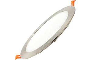 LEDKIA LIGHTING Placa LED 15W Circular Foco Downlight Empotrable Plano Silver Corte Ø 170 mm Blanco Frío 6000K - 6500K
