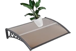 YIMING Auvent de Porte d'Entrée 100cm (39.37'') - Plusieurs Tailles, Coupe-Vent et Pluie - PC (Marron-Noir, 60×100×19cm)