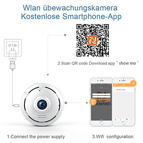 FREDI IP Sicherheit Kamera 960P Panorama Kamera 180Â°Wlan VideoÃ¼berwachung Dome Ãœberwachungskamera IP Cam mit IR Nachtsicht /2 Weg Audio/Bewegungsmelder fÃ¼r Haus /Baby Ãœberwachung (EC6)