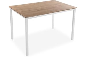 Versa Amaia Mesa de Comedor para Cocina, Terraza, Jardín o Comedor, Medidas (Al x L x An) 76 x 80 x 120 cm, Madera y Metal, Color Blanco