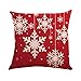 Produktbild MMLsure® Platz Print Kissenbezug, Rot Leinen Weihnachten Elch Schneeflocke Drucken Sofa Kissen Kissenhülle mit Verdecktem Reißverschluss aus Kord,45x45cm (B)