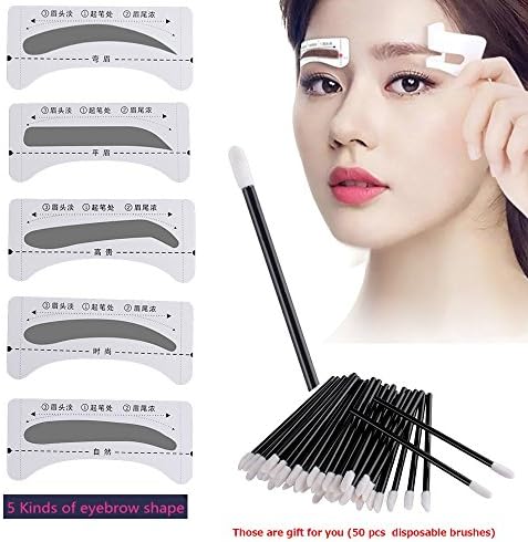 10 Pairs Eyebrow Stencil, Vanyda Brow Duo Design Disposable 5 Style Eyebrows Grooming Stencil Kit Template Make-Up Beauty Tool