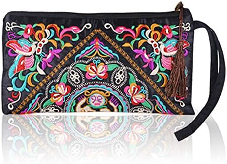Women's Fashion Ethnic Embroider Purse Wallet Clutch Bag Phone Bag Card Coin Holder (Galsang Flower)
