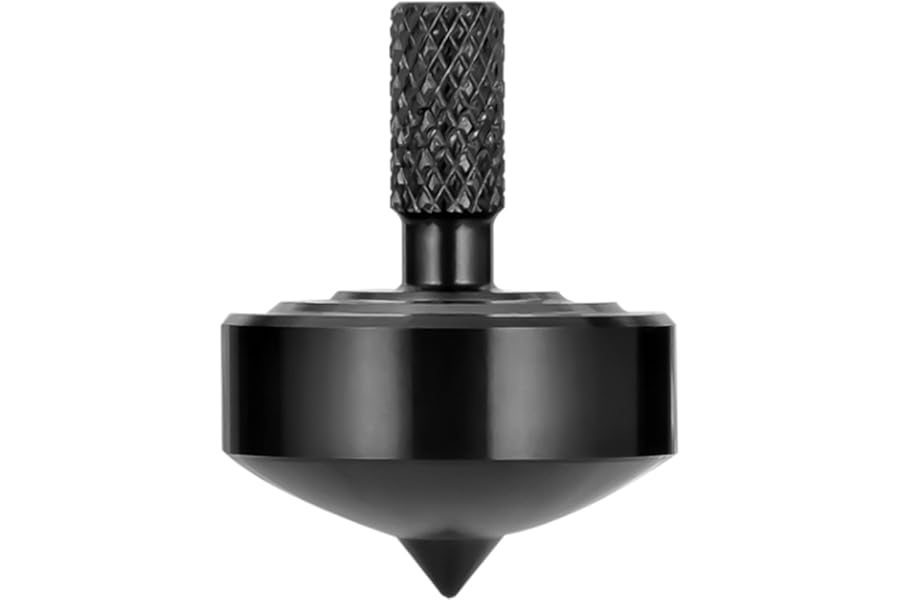 Precision metal spinning top, perfect balance, long rotation time easily exceeding 10 minutes, portable EDC table toys (Black Style 2)