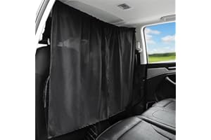 ETOMVOOP Car Divider Curtains Sun Shade Cover, 190 * 120cm Large Auto Privacy Curtains Black Front Rear Seat Divider Curtain Side Window Sun Shade Cover Universal for Car Camper Van Motorhome, T5, T6