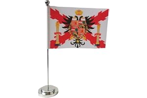 PANDIUI23 Bandera de mesa Cruz de Borgoña de escritorio, 21 x 14 cm, mástil y base de acero, banderas de mesa para salas de reuniones (Cruz de Borgoña)