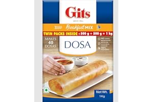 ONE STOP DEALERS Gits Dosa Instant Breakfast Mix 1Kg - A Traditional Indian Crispy Brown Dosa Savory Snack - A South Indian Snack Made Of Fermented Rice (Pack of 1)