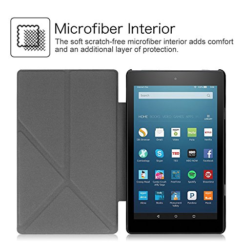 Fintie Hülle für Fire HD 8 Tablet (6. Generation – 2016) – [Origami Serie] Schutzhülle mit Standfunktion und Auto Schlaf / Wach Funktion, Schwarz - 3