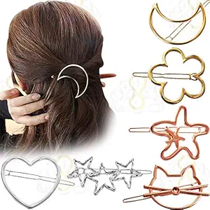 Sanas 1 Pc Hollow Hair Clip Pins Large Metal Hair Clips Golden Silver Bronze Butterfly Girls and Women Minimalist Dainty Round Geometric Clamps Hair Accessory Metal Hairties Hairpins - 1 Pc