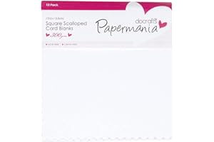 DOCRAFTS Papermania 300 gsm Square Scalloped Card Blanks and Envelopes, Pack of 12, White