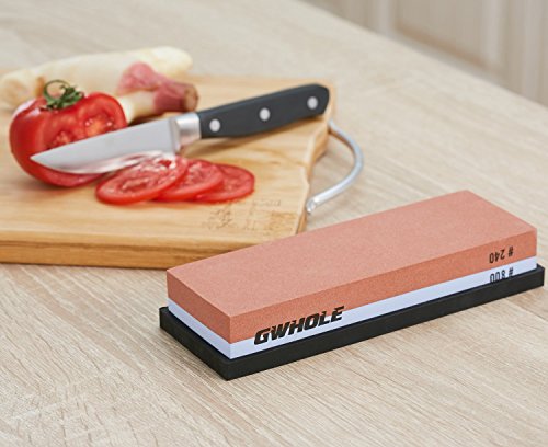 GWHOLE Wetzstein Schleifstein Abziehstein Körnung 240/800 mit Rutschfest Halter - 4