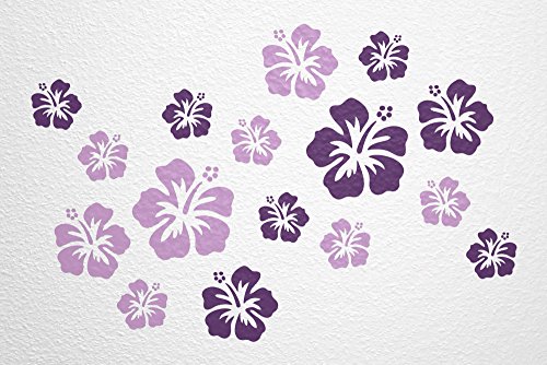 WANDfee® Wandtattoo 16 Hibiskus Blüten AC0611817 Größe Ø 7 - 15 cm, 2 x Ø 15 cm, 4 x Ø 11 cm, 10 x Ø 7 cm Farbe flieder lila