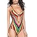 Produktbild Hffan Damen One Piece Bademode Stil Drucken Bikini Swimsuit Sexy Rückenfrei Push-Up BH Bandage Tanga Slip Jumpsuits Swimwear Beachwear Sommer Badebekleidung Swimsuit bodysuit (Multicolor, M)