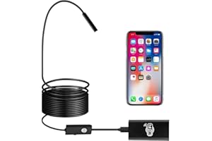 Endoscopio Impermeable 720P HD, BEVA Boroscopio WiFi Cámaras de Inspección con 6 Luces LED, Cable Rígido, para iOS, Android, Windows,Tableta, Cable Eléctrico 5 m