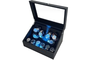 Taitus Automatic Watch Winder, With LED Light Mute Motor, 4 Rotation Modes Automatic Rotator (6 Slots & 6 Display Storage Spaces)