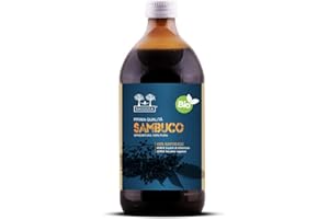 SUCCO DI SAMBUCO BIO Salugea - 100% Puro e Biologico - Integratore Fluidificante per le Vie Respiratorie, Antiossidante, Diuretico e Depurante - Flacone in Vetro Scuro - 500 ml