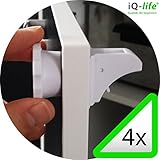 iQ-LOCK® unsichtbare Magnet Kindersicherung 4 STÜCK + 1 SCHLÜSSEL, Baby u. Kinder-Sicherung, Schrank-Schloss, Schrank-Sicherung, ohne Werkzeug montierbar, Magnetschloss, Magnet Schloss, Schubladen-Sicherung, Ecke-Schlösser, Türsicherung
