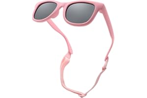 LOJUDI Baby Sonnenbrille Polarisierte mit Riemen Verstellbar Weicher Silikonrahmen für 0-24 Monate