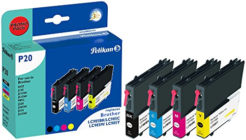 Pelikan Druckpatronen PromoPack P20 ersetzt Brother LC985VAL, BK/C/M/Y