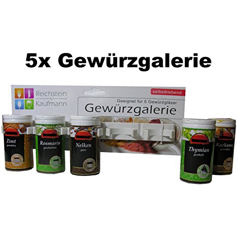 5xGewürzgalerie Gewürzhalter Gewürzregal für 5 Gewürze 25cm