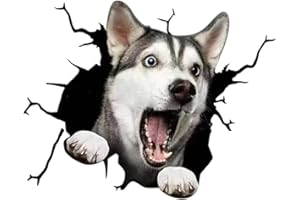 ISAKEN Naklejka na pęknięcie psa samochodu, zabawna naklejka na samochód, zwierzę pękające naklejki ścienne, naklejki na okno dla psa 3D, spersonalizowana naklejka dekoracyjna do samochodu na szybę samochodową, zderzak, samochód, SUV, okna, lodówkę