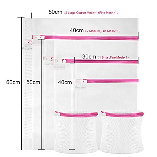 [7er Set] iCozzier Wäschenetze mit großem hochwertigem Reißverschluss Wäschebeutel für Kleidung, Unterwäsche, Socken, BHs, Feinwäsche, Unterwäsche, Pullover usw - 3